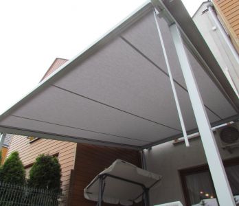 Pergola tarasowa Pergolino 375x500 oraz markiza tarasowa Basic 400x250